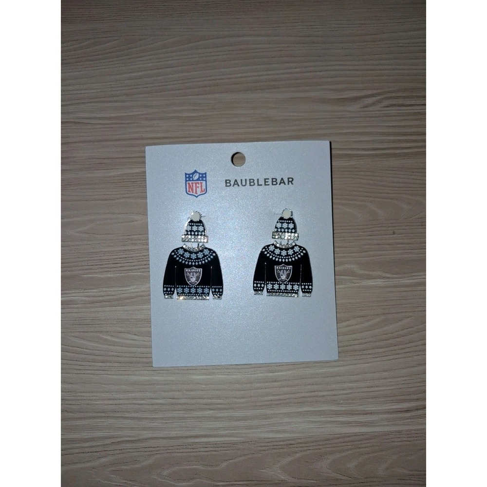Las Vegas Raiders BaubleBar Women's Sweater Earrings - Picture 3 of 4